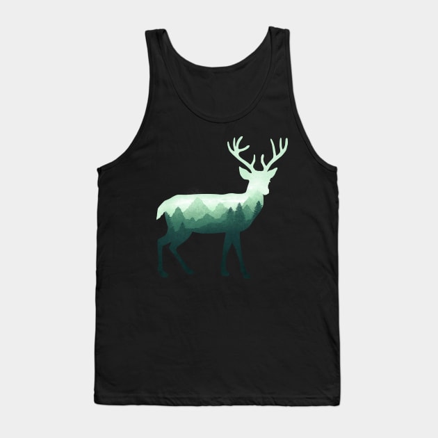 Dramabite Deer Stag Elk Double Exposure Surreal Wildlife Animal Tank Top by dramabite